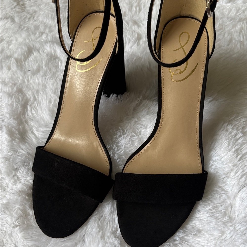 NEW In Packaging Sam Edelman Black Suede Ankle Strap Yaro Sandal Heels Size 9.5 - Picture 3 of 14